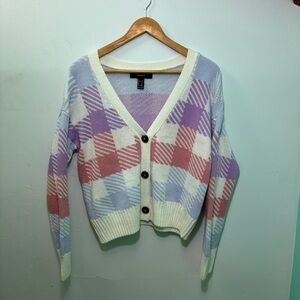 Forever 21 Pastel Checkered Cardigan